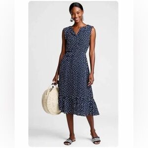 J.Crew Mercantile Dragonfly Midi Dress Navy with Pockets - Small!!